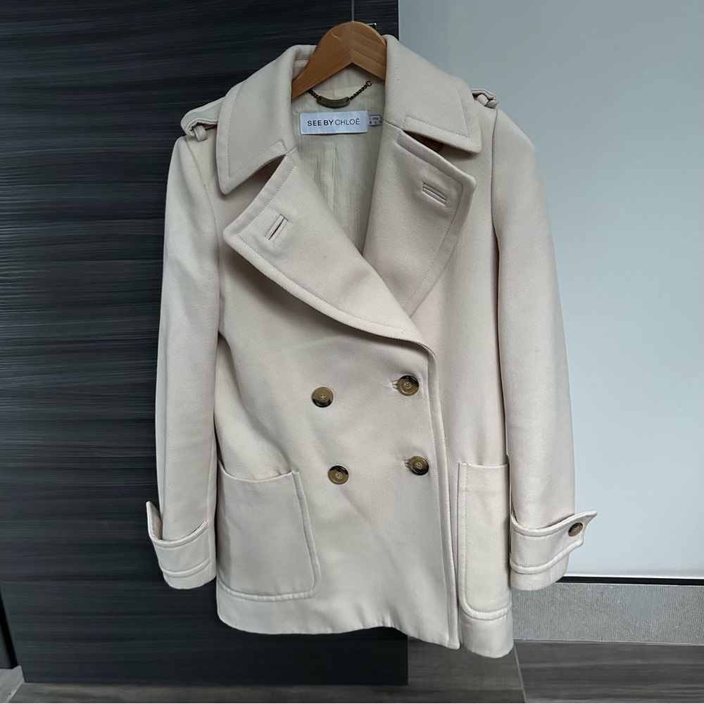 See by Chloe Nude Peacoat Wool Coat *to fix*